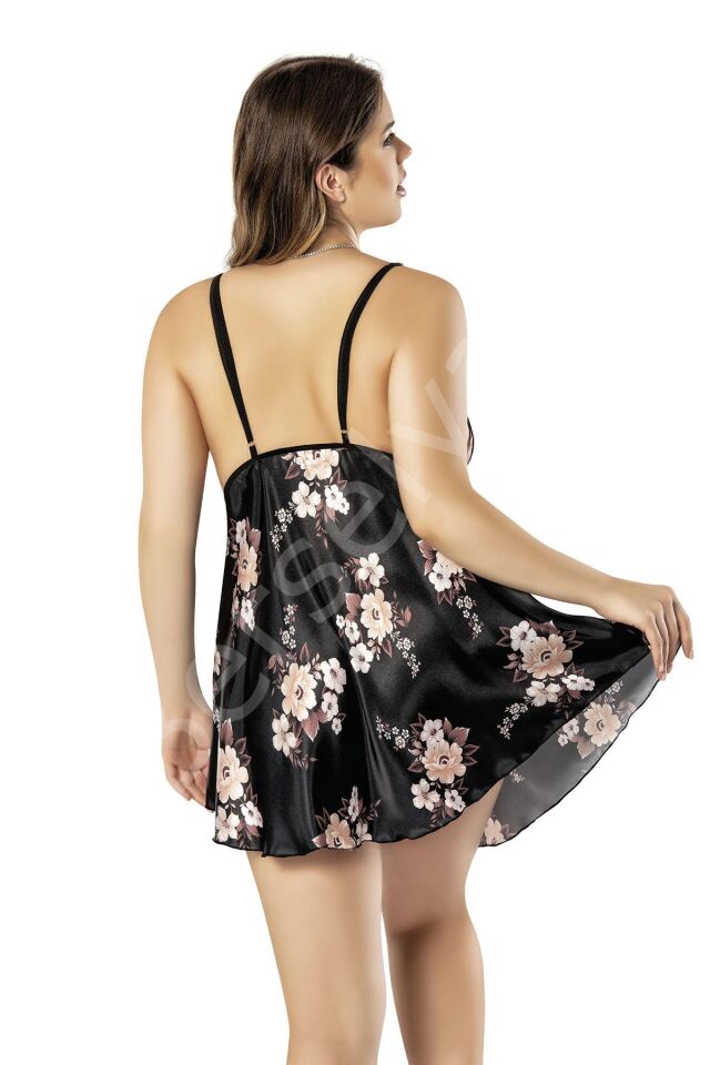 Etek Kısmı Çiçekli Derin Yırtmaçlı Göğüs Bölgesi Dantel Fantazi Büyük Beden Gecelik