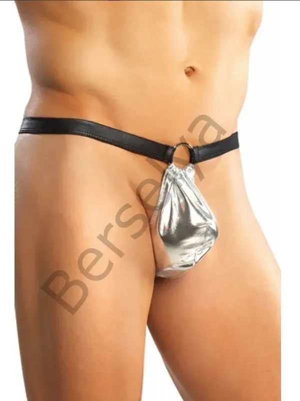 Fantezi Gümüş Seksi Halkalı Erkek String-tanga