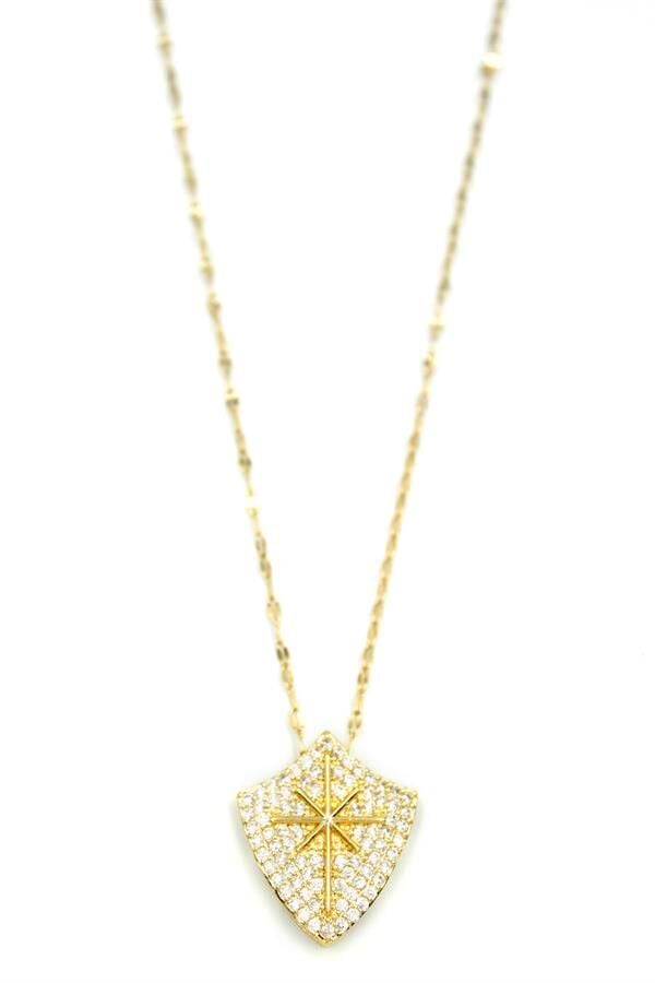 Taşlı Kutup Yıldızı Kolye - Altın