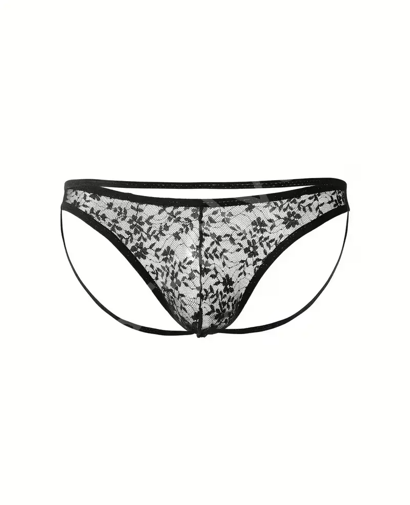 Seksi Dantelli Arkası Açık Seksi Siyah Erkek Külot