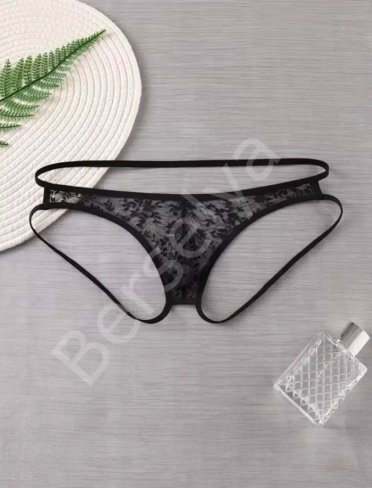 Seksi Dantelli Arkası Açık Seksi Siyah Erkek Külot