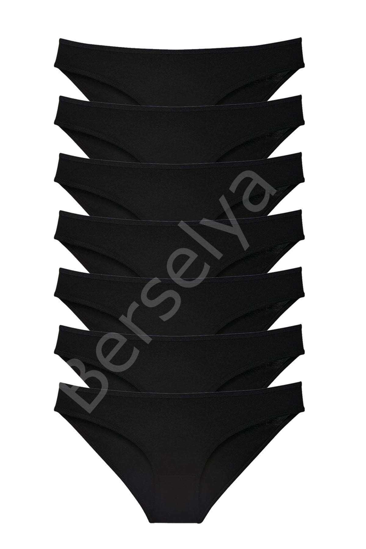 7 Adet Süper Eko Set Likralı Kadın Slip Külot Siyah