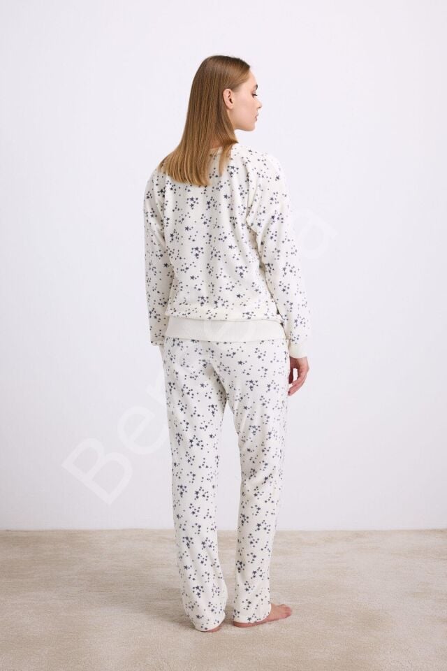 Yıldız Desenli Tencel Pamuklu 2'li Pijama Takımı