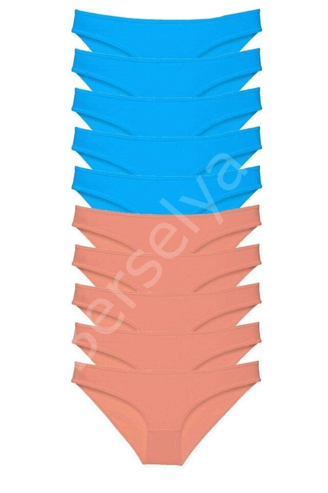 10 Adet Süper Eko Set Likralı Kadın Slip Pudra Mavi