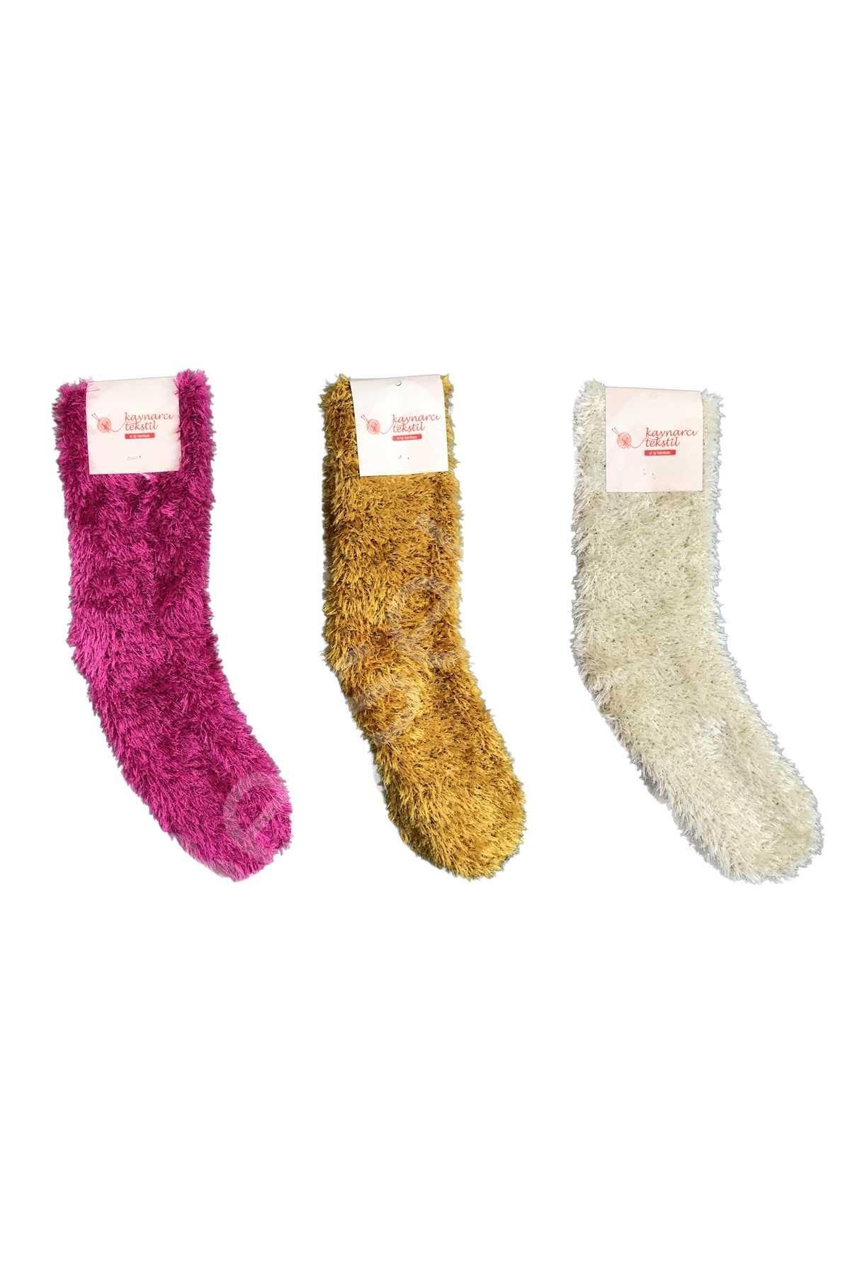 3 Adet Dikişsiz Tüylü Sıcak Tutan Ev Çorabı