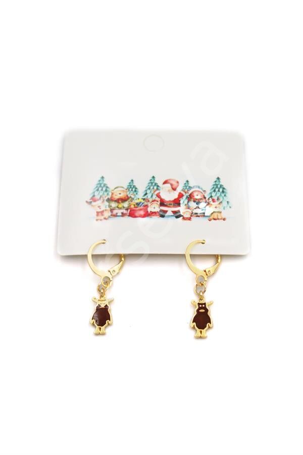 Geyik Yılbaşı Küpe - Altın