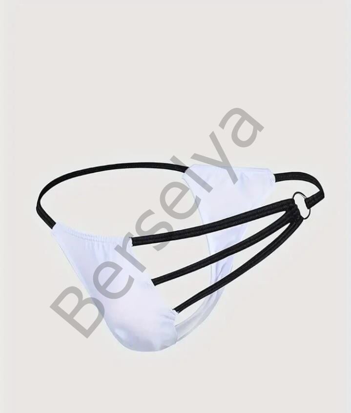 Erkek  Beyaz Metalli Tanga İç Giyim