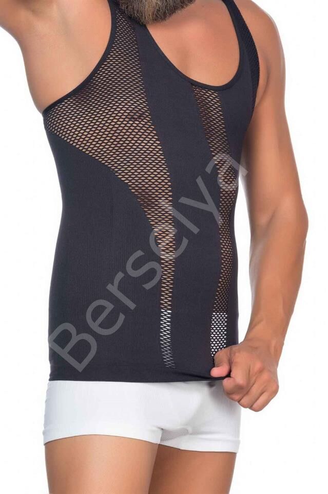 Siyah Emay E1009 Fileli Erkek  Korse Atlet
