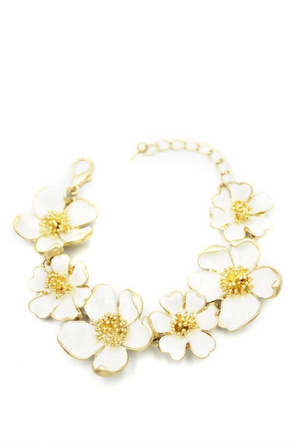 Mineli Çiçek Bileklik - Krem