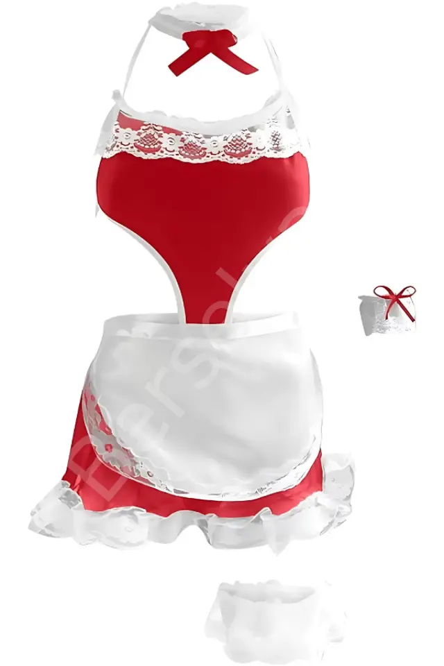 Etekli Kırmızı  Gecelik