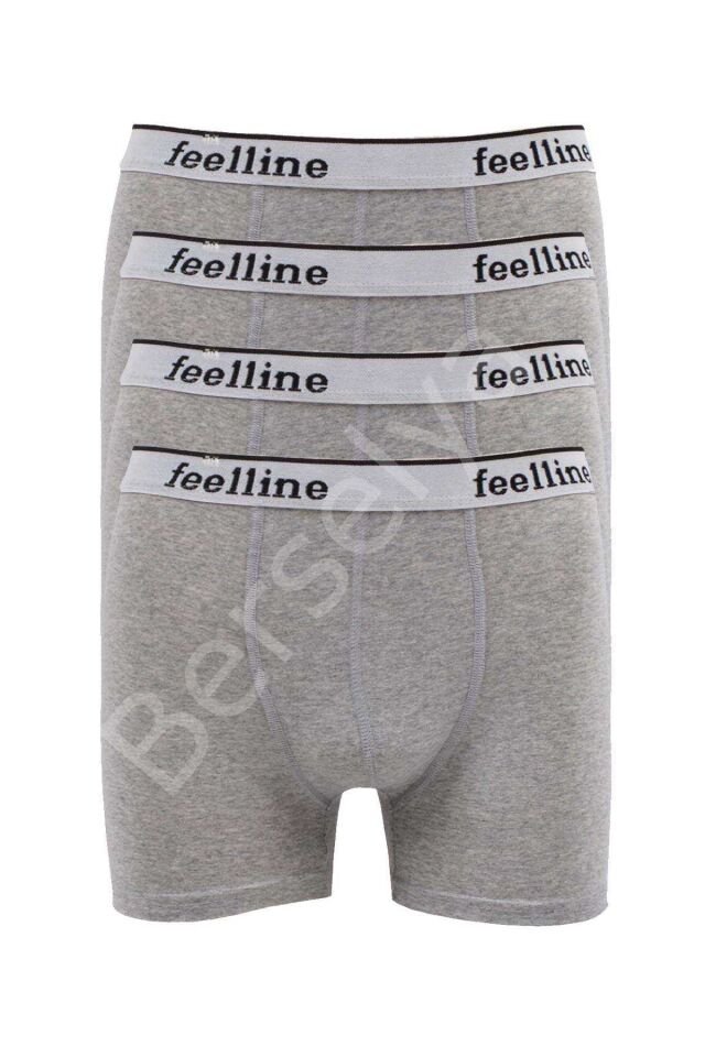 4 adet Feelline Gri Pamuklu Doğal Likralı Erkek Boxer XXL