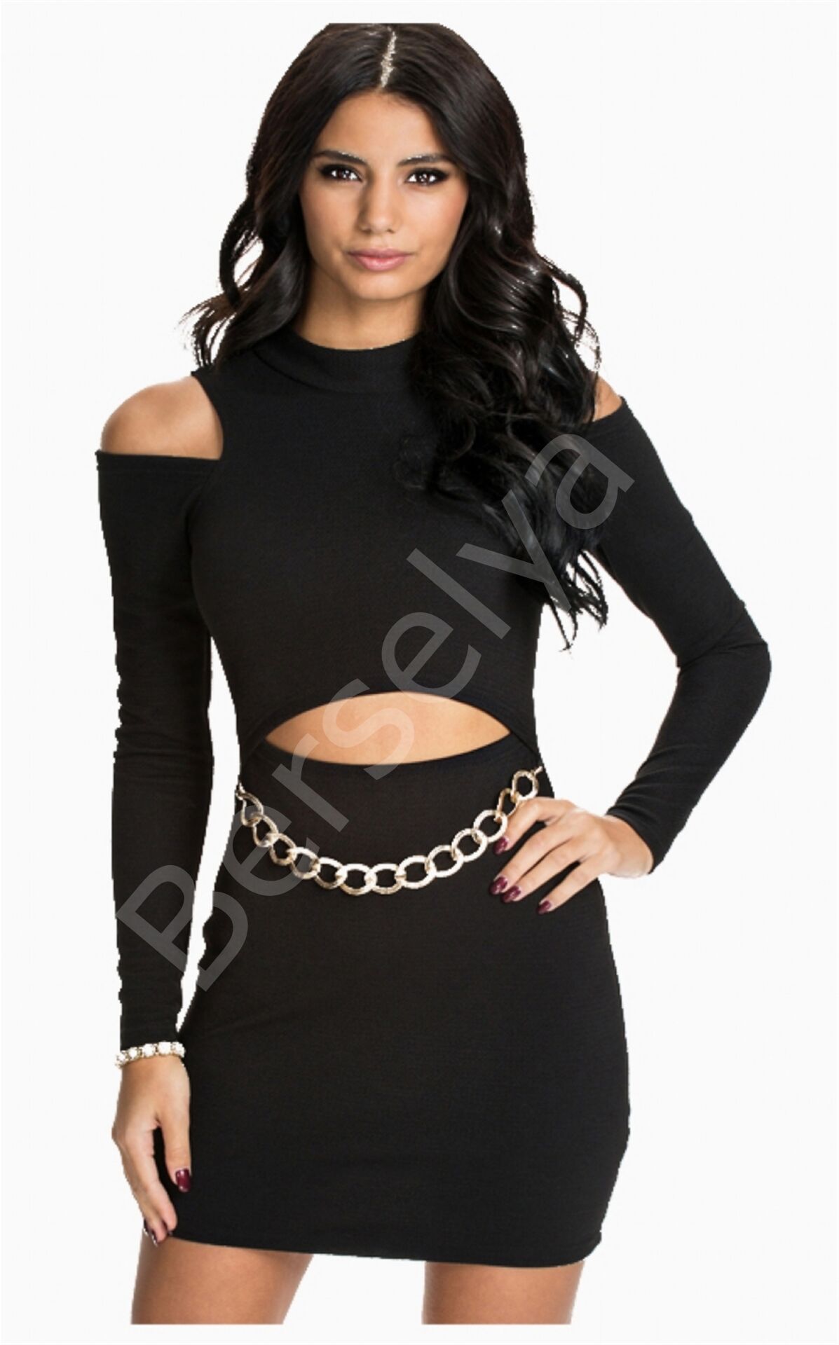 Db101189 Özel Dizayn Zincirli Elbise