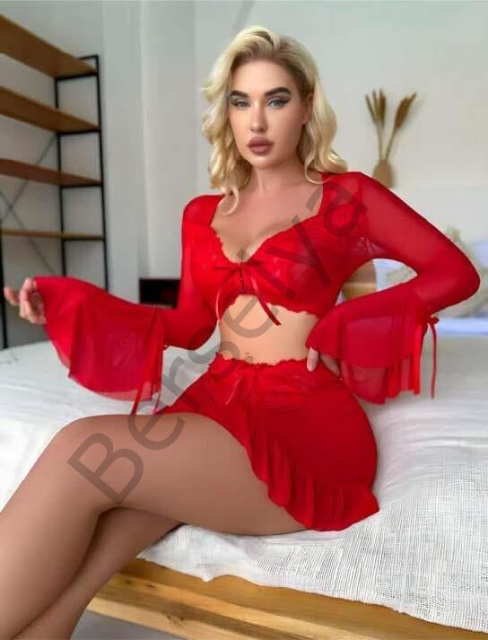 Kırmızı Transparan Fantezi Etekli Gecelik Takım