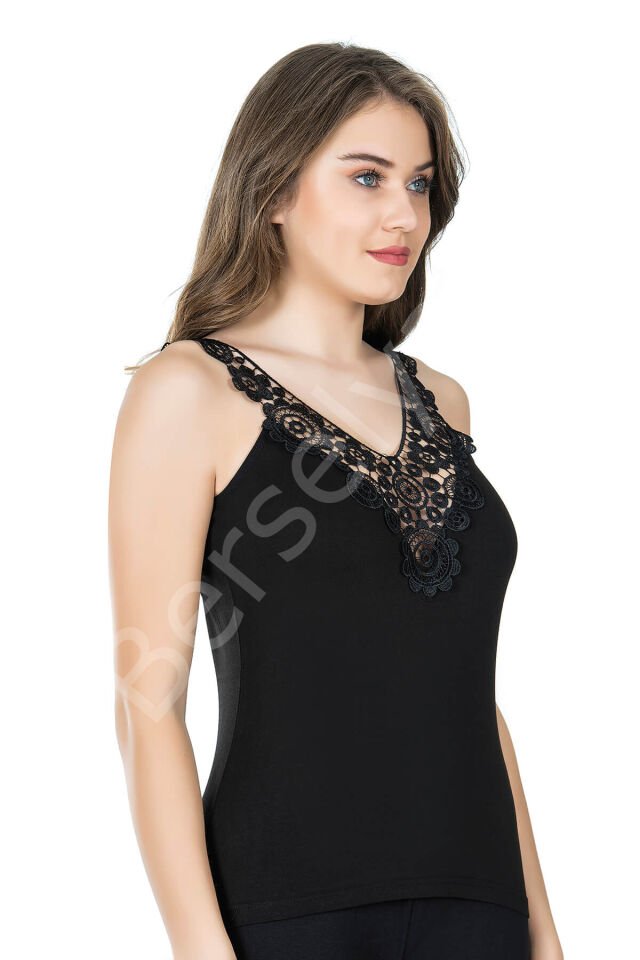 Sıfır Kol Güpürlü Kadın Atlet 298