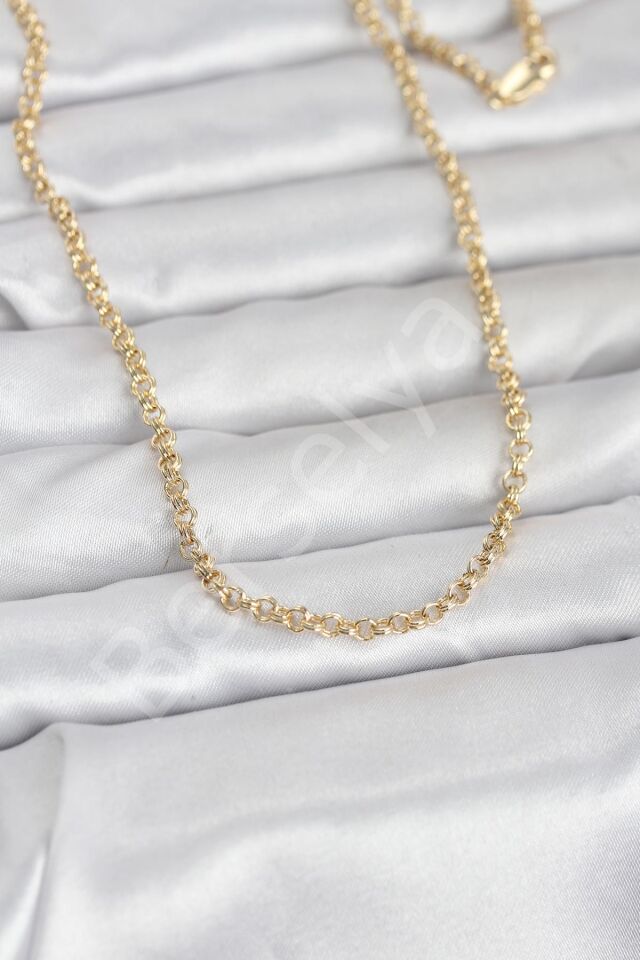 CM 14K Gold Renk Halka Zincir Model 60 cm Kadın Kolye