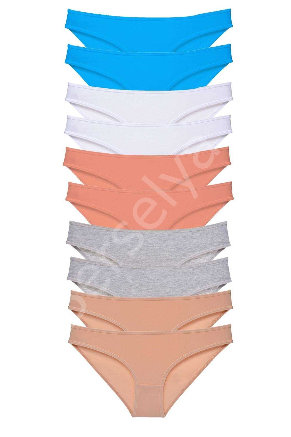 10 Adet Süper Eko Set Likralı Kadın Slip Ten Gri Beyaz Pudra Mavi