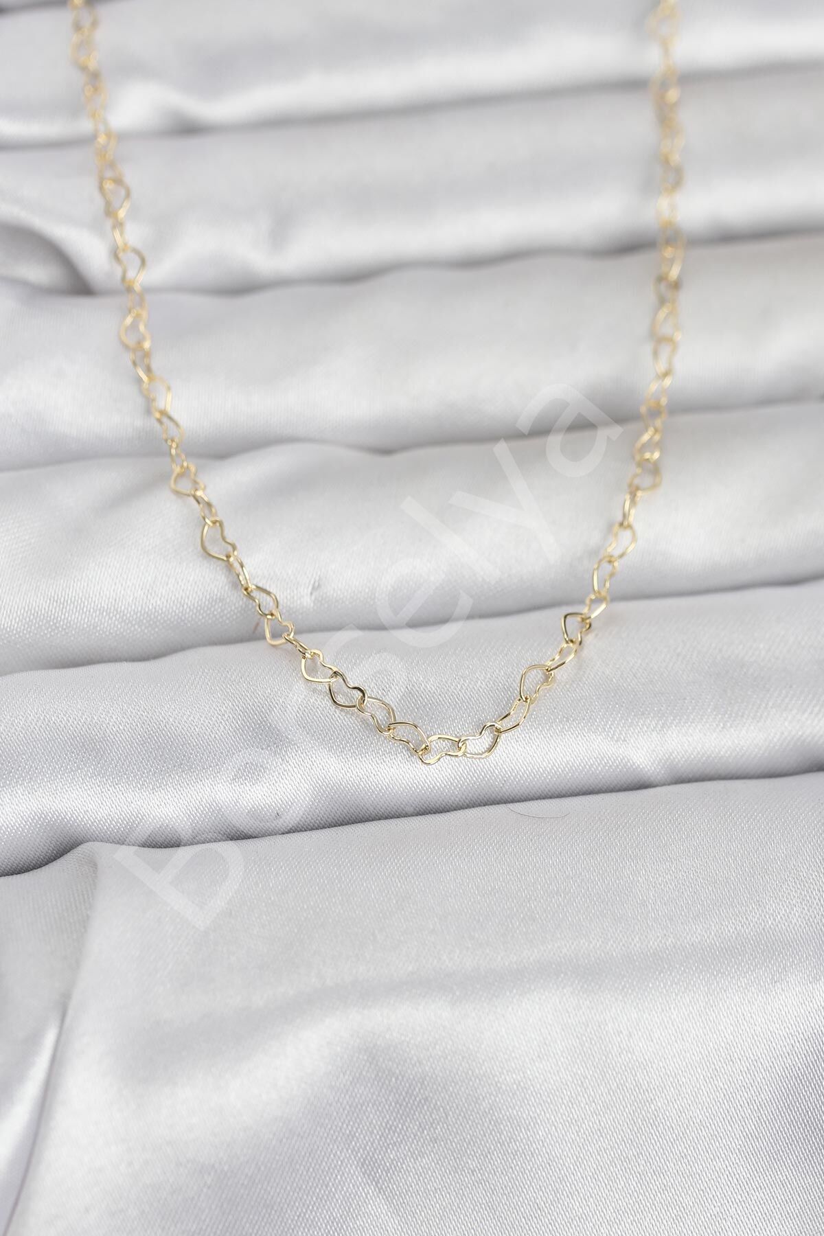 CM 14K Gold Renk Kalp Zincirli 60 cm Kadın Kolye