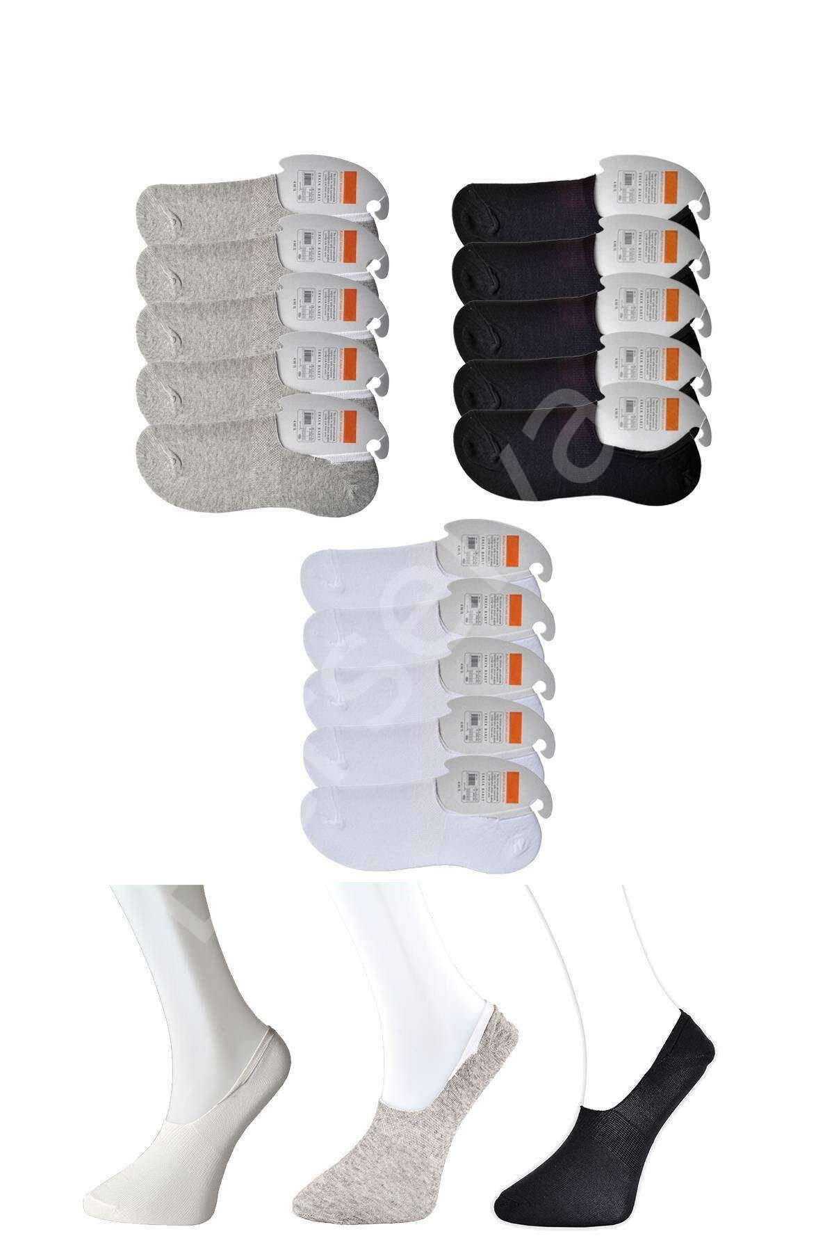 Siyah Gri ve Beyaz Erkek Babet Çorap 15 çift 40-44