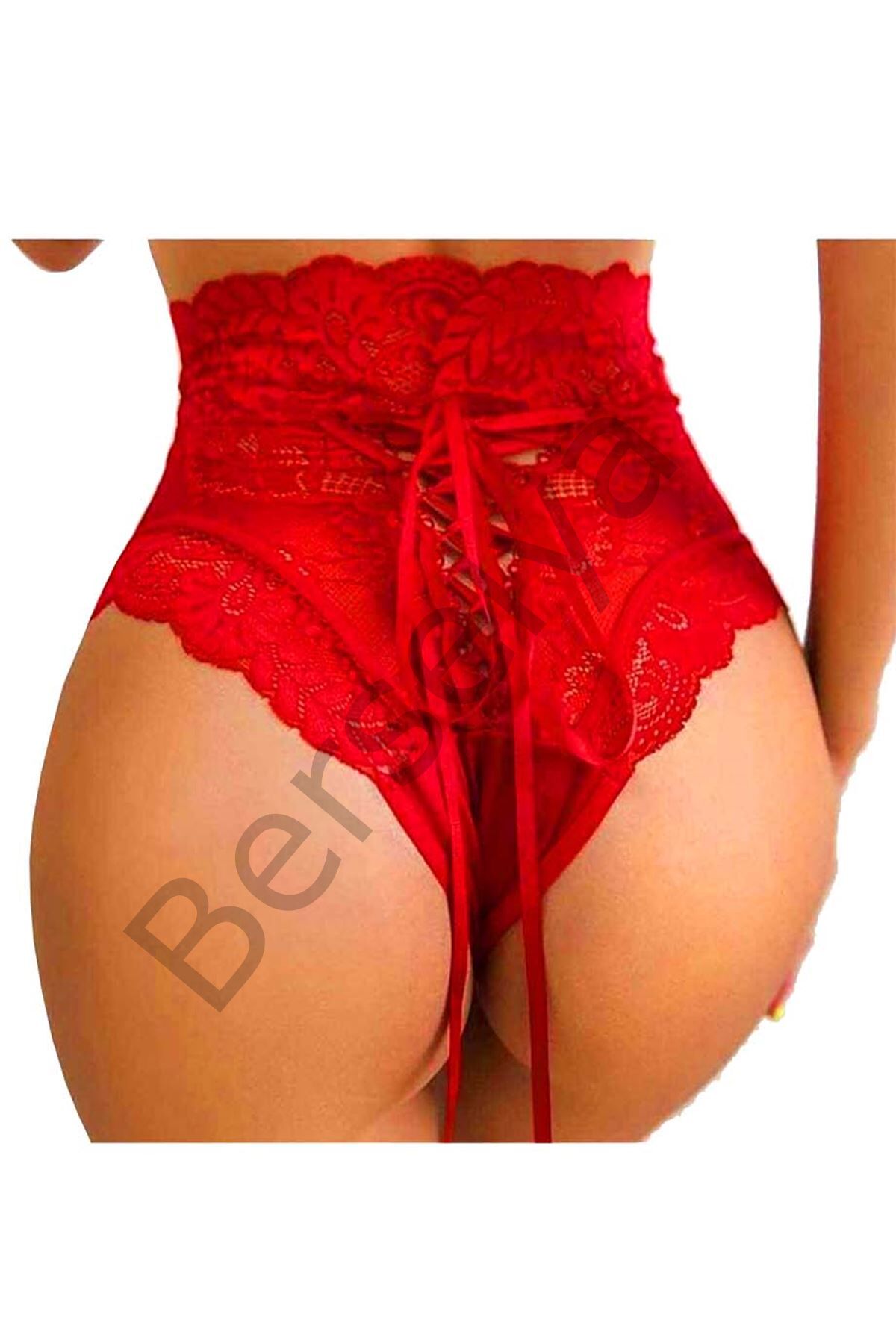 Kırmızı Dantelli Yüksek Bel Külot Hera - K1001