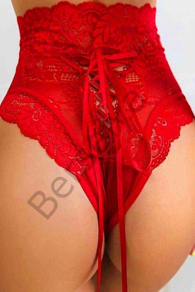 Kırmızı Dantelli Yüksek Bel Külot Hera - K1001