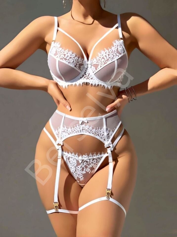 Kadın Beyaz Jartiyer Takım 2258