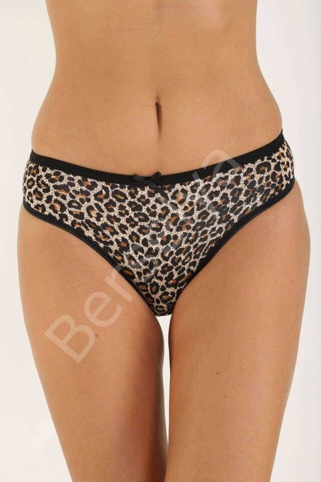 4 Adet Leopar Desenli Likralı Yumuşak Dokulu Kadın Slip Külot