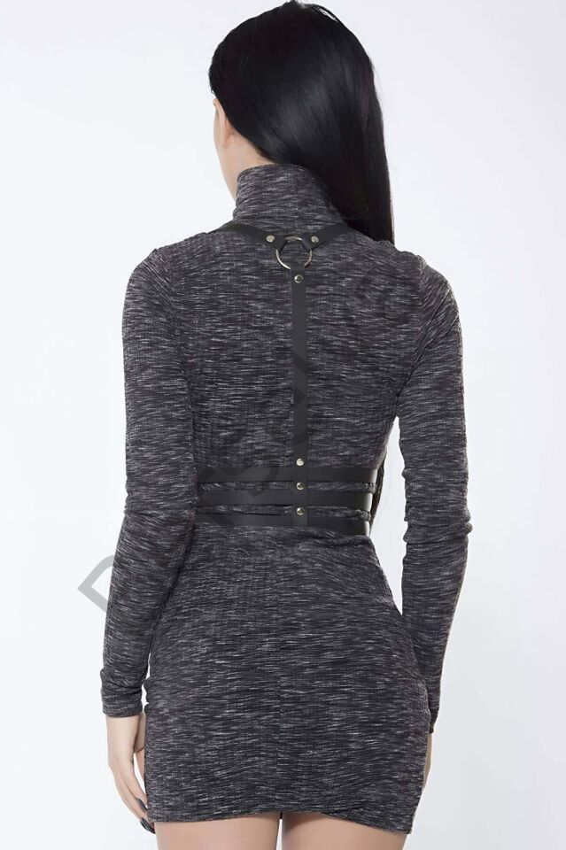 Göbek Üzeri 3 Sıralı Şık Deri Harness - Brf178