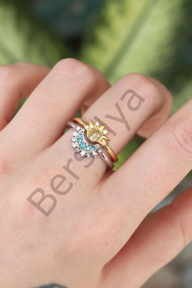 Pirinç Zirkon Taşlı 2li Ayarlanabilir Arkadaş Yüzüğü