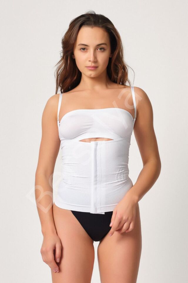 Beyaz Mı Emay 2030 Agraflı Göğsü Açık Atlet Korse