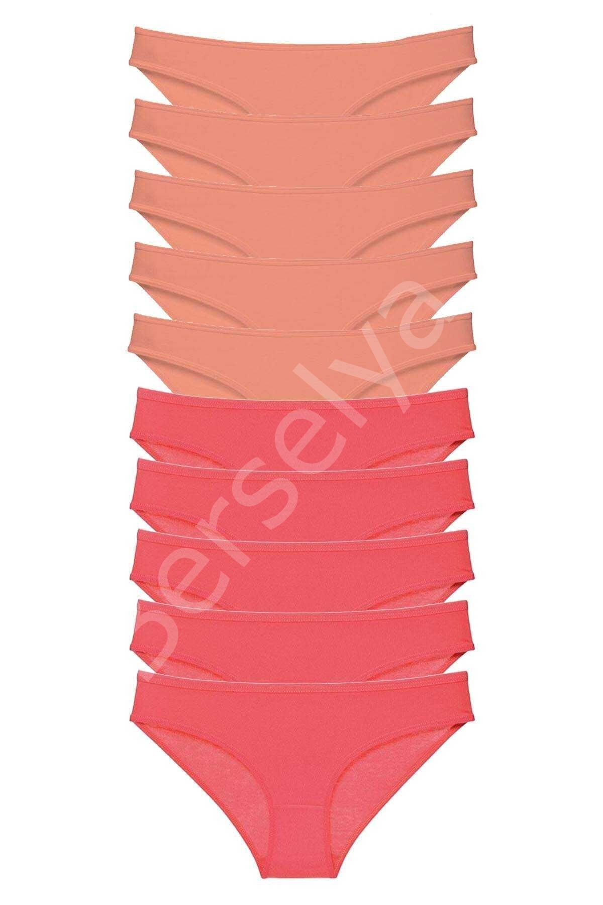 10 adet Eko Set Likralı Kadın Slip Külot Pudra Fuşya