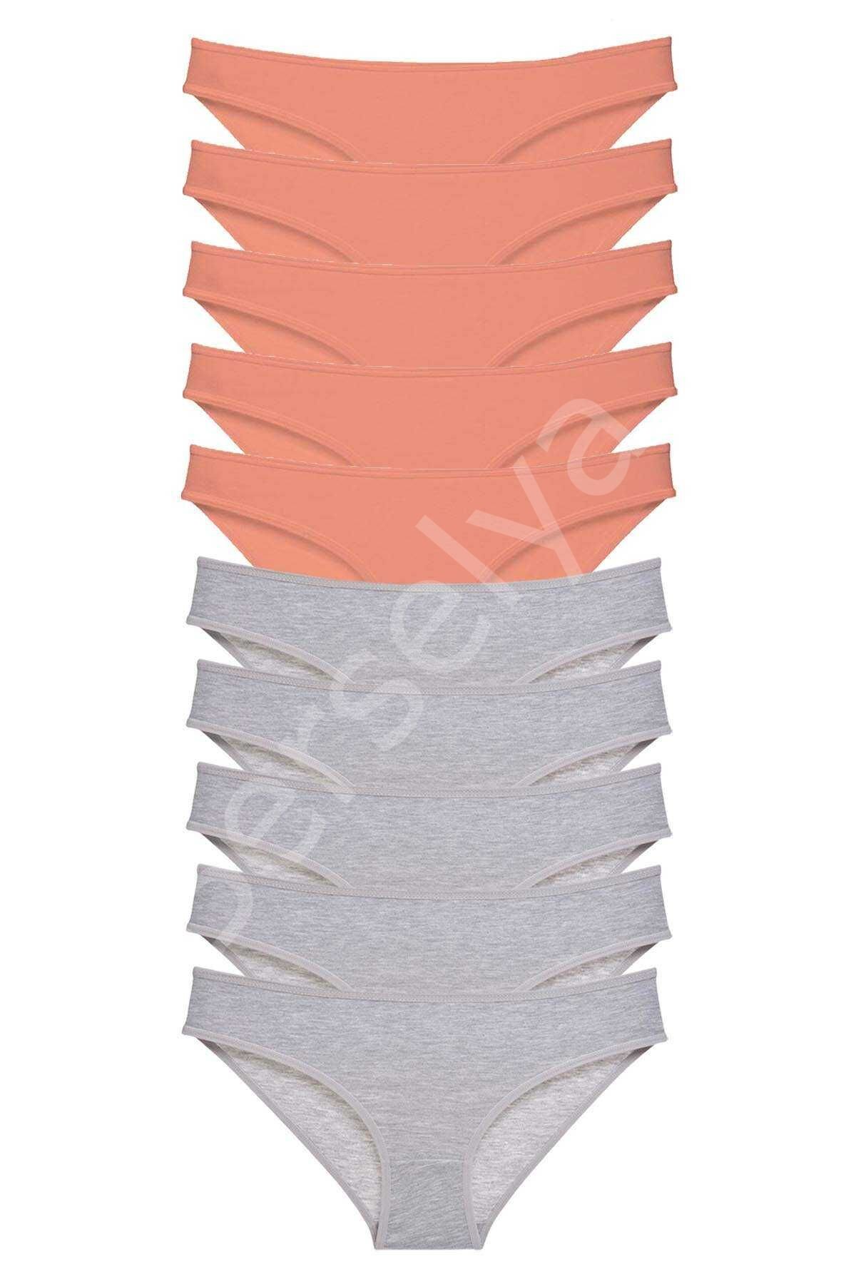 10 adet Süper Eko Set Likralı Kadın Slip Külot Pudra Gri