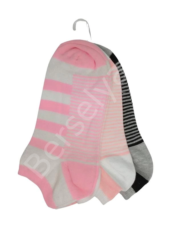 Srfn Kadın Patik Çorap 3 Lü Çemberli Desen