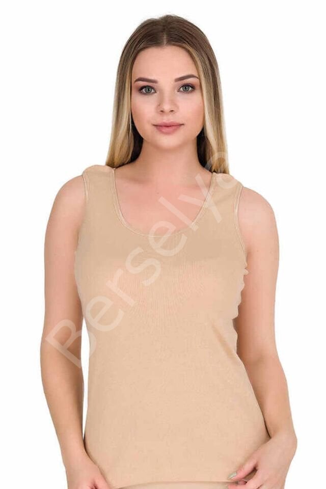 Geniş Askılı Elestan Likralı Kadın Atlet Ten 2127b