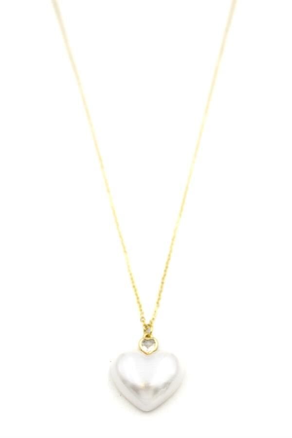 İnci Kalp Kolye - Altın