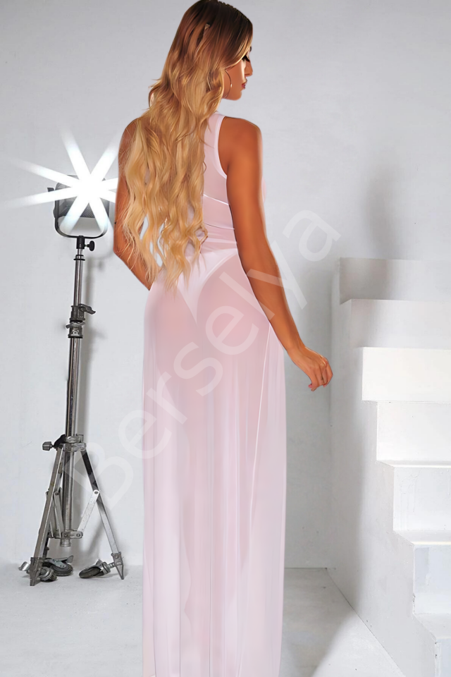 Beyaz Yanlardan Yırtmaçlı Uzun Fantezi Sexi Fantezi Gecelik Model 68000b