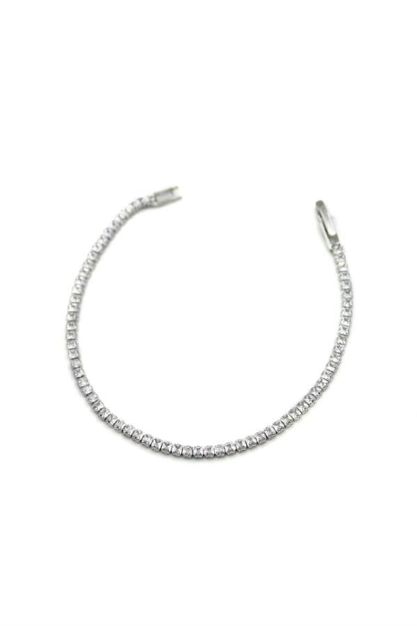 Kare Taşlı Su yolu Bileklik - Gümüş