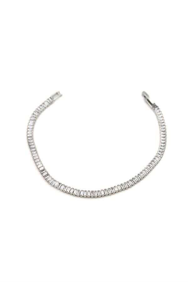 Baget Taşlı Bileklik - Gümüş