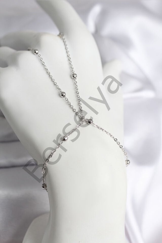 316L Çelik Gümüş Renk Topçuk Zincir Model Kadın Şahmeran