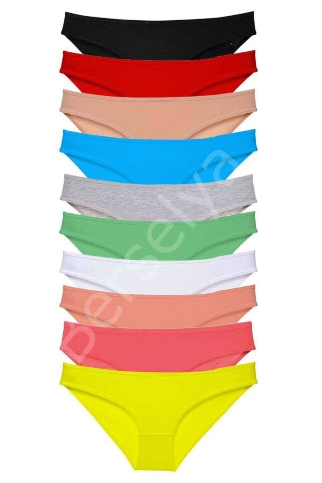 10 Adet Süper Eko Set Likralı Kadın Slip Külot Çok Renkli