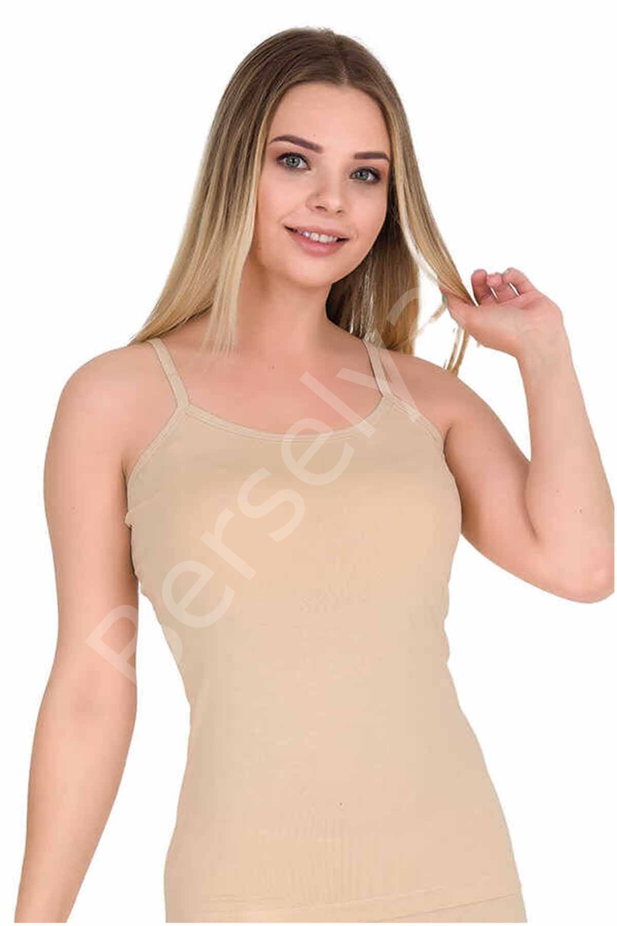 Kadın İp Askılı Pamuk Likralı Atlet Ten 2128b