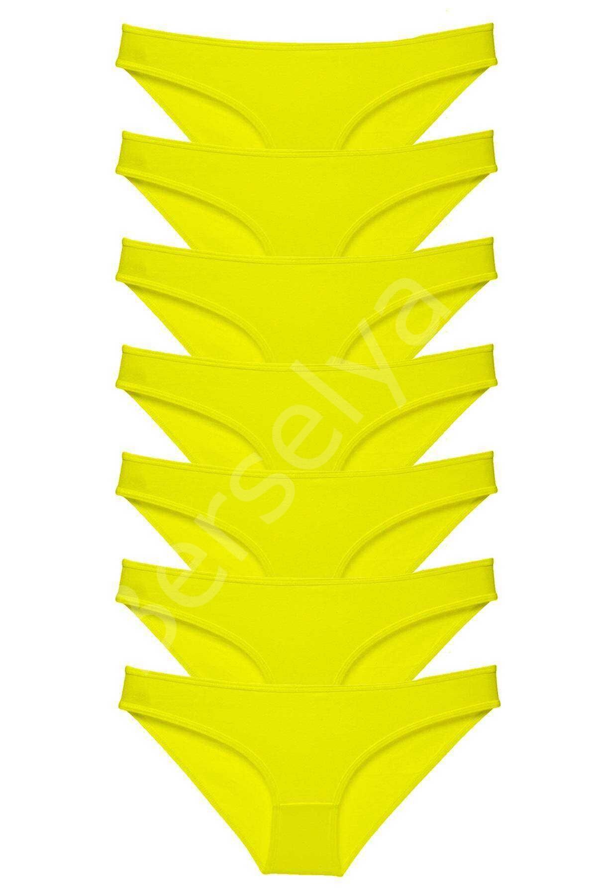 7 Adet Süper Eko Set Likralı Kadın Slip Külot Sarı