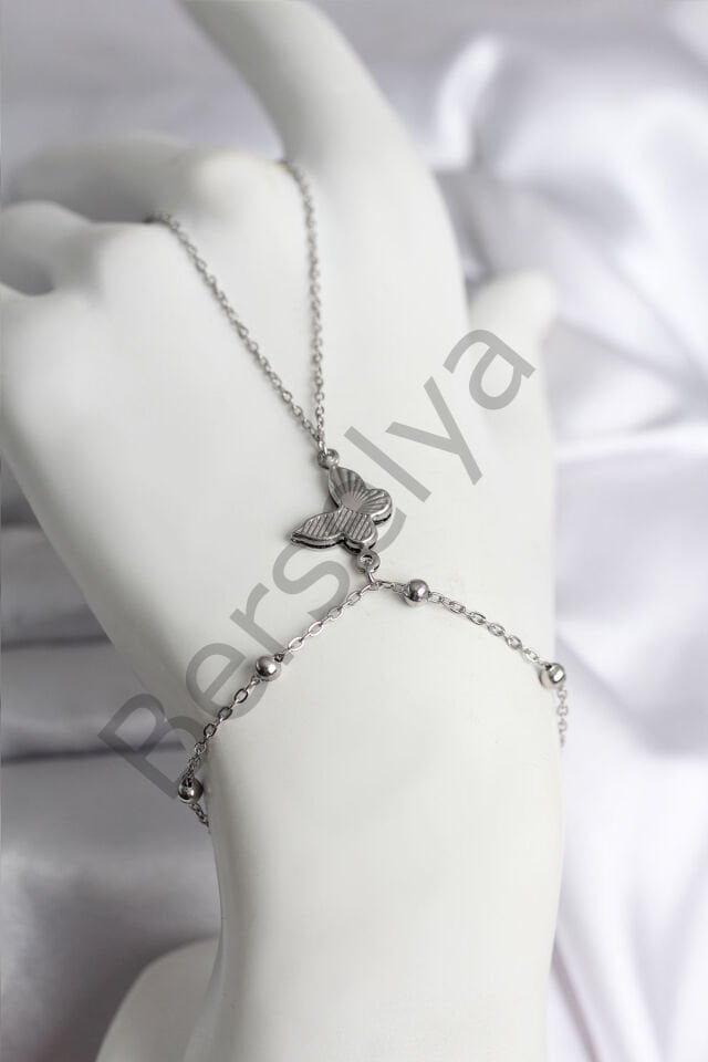 316L Çelik Gümüş Renk Kelebek Model Kadın Şahmeran