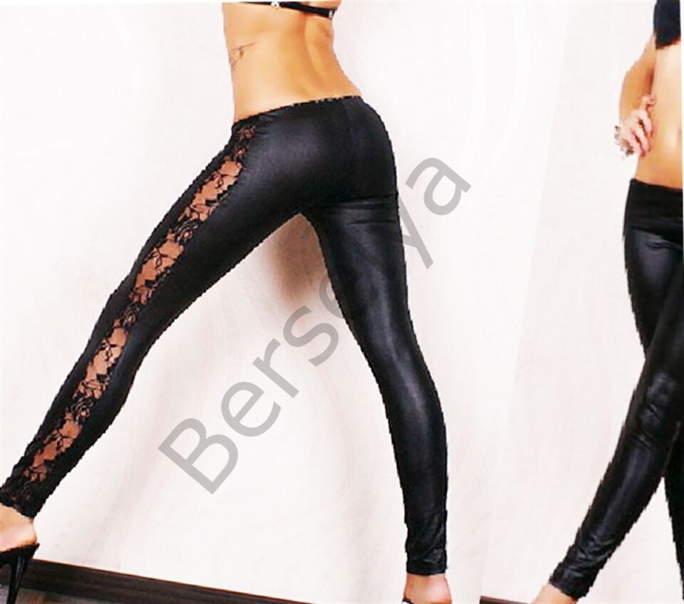 B101228 Dantel Detaylı Lame Tayt