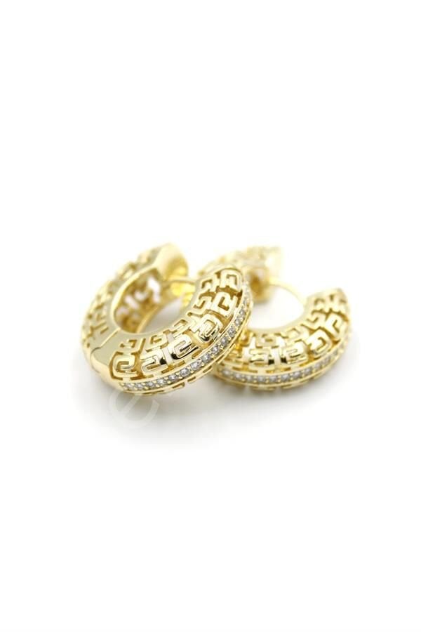 Taşlı Halka Küpe - Altın