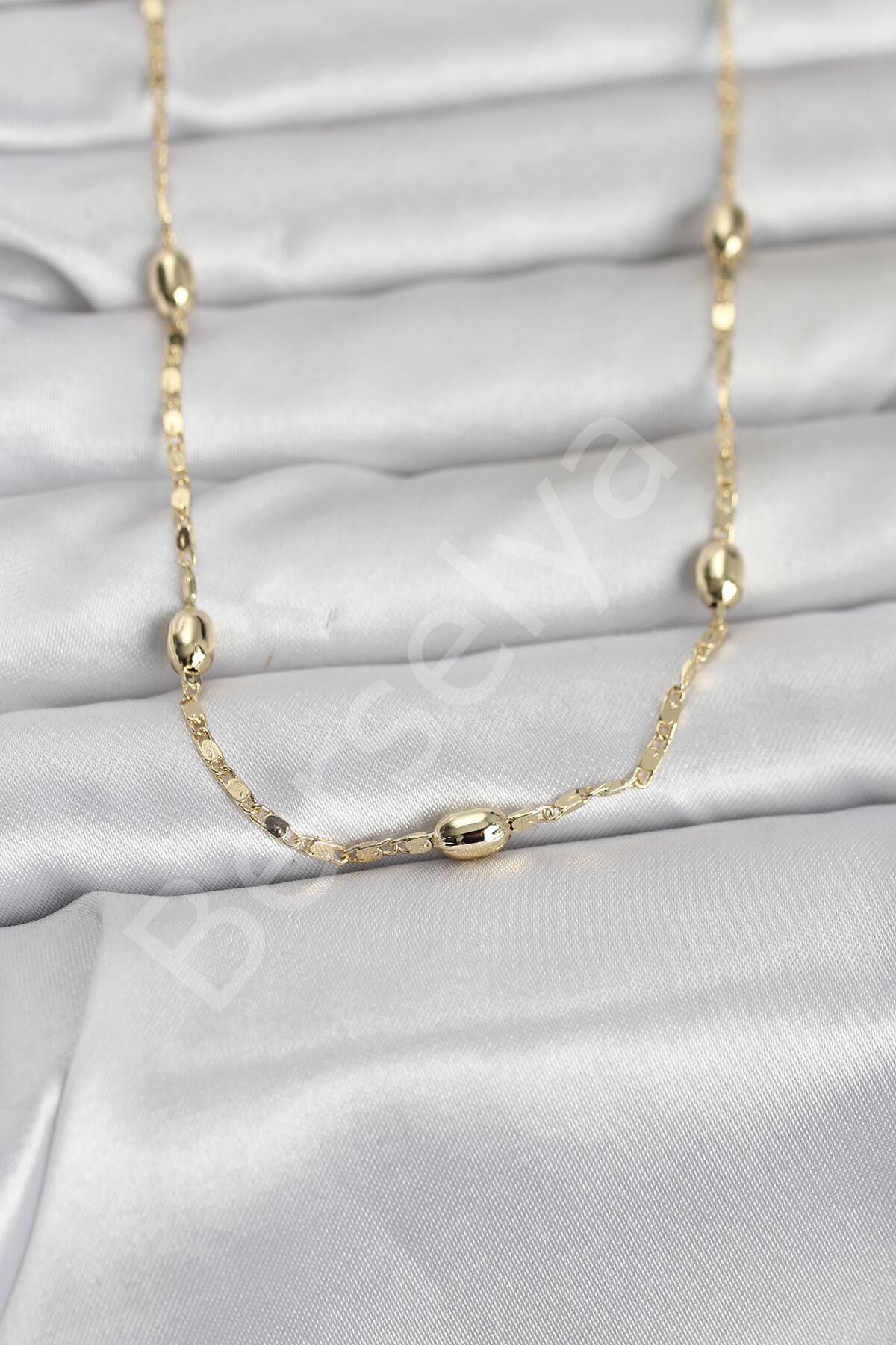 CM 14K Gold Renk Damla Topçuklu Zincir Model 60 cm Kadın Kolye