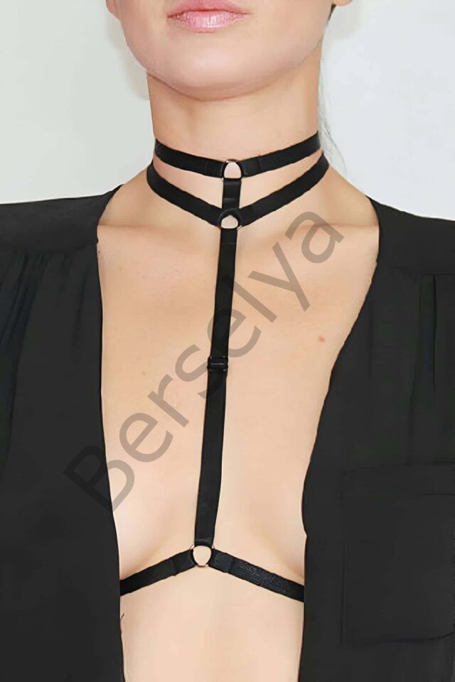 Boyunda Çift Sıralı Şık Lastik Harness - Brf84