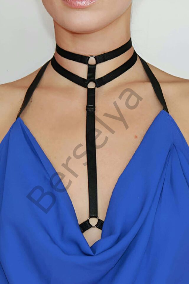 Boyunda Çift Sıralı Şık Lastik Harness - Brf84