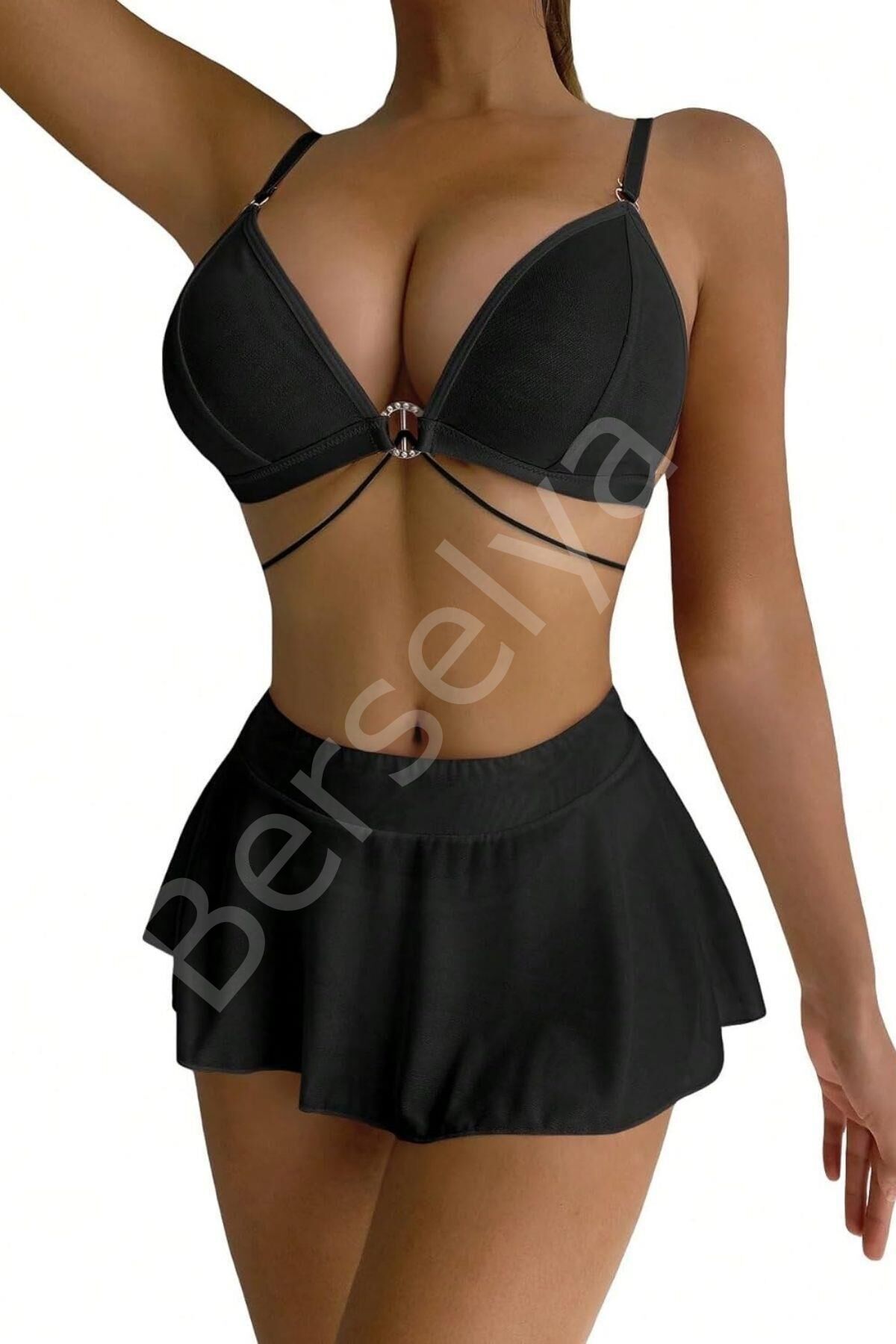 Siyah Mini Etekli Sütyen Takım Pr18520