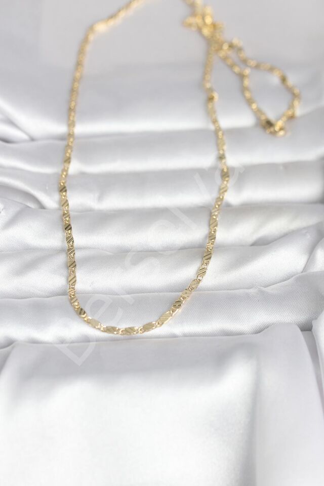 CM 14K Gold Renk Çizgi Lazer Model 60 cm Kadın Kolye