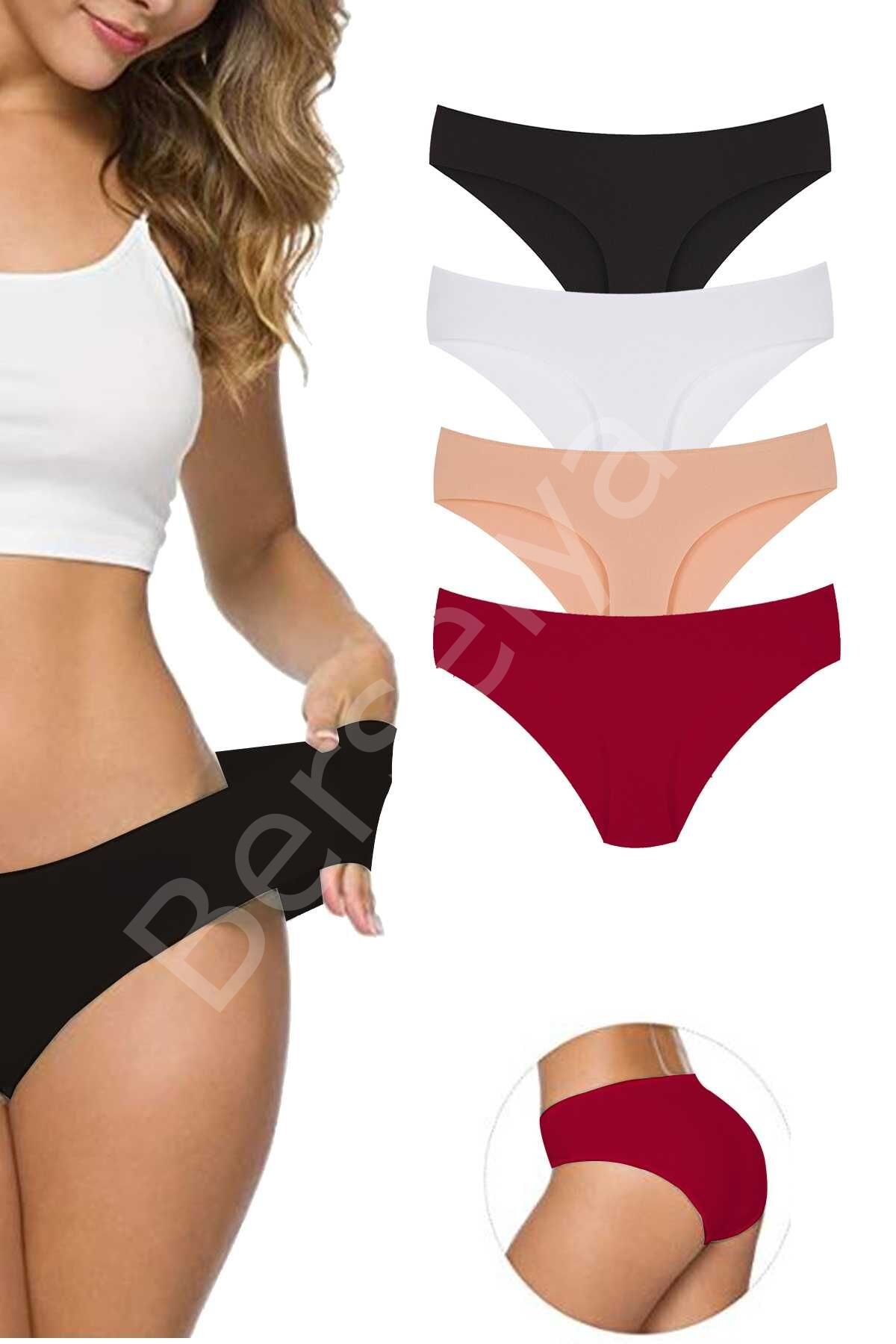 4 Adet Kadın Dikişsiz Lazer Kesim Esnek İz yapmayan Külot S5